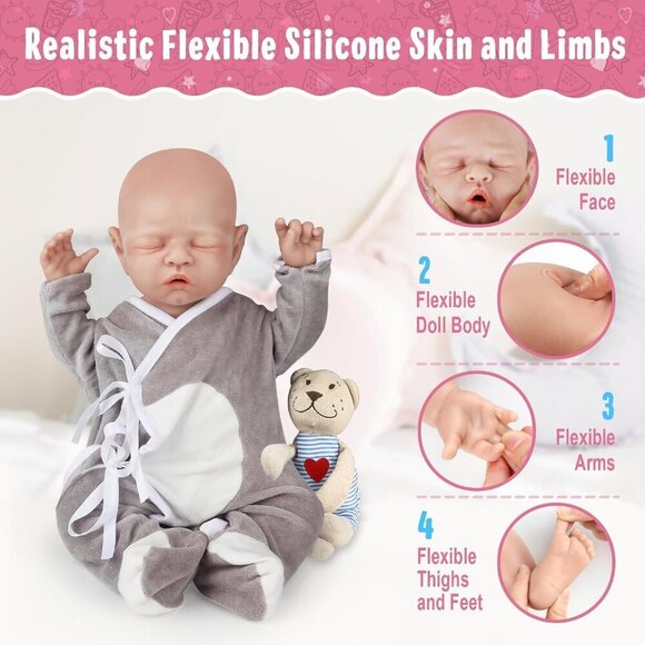 🆕 Brand New - 12-Inch Realistic Newborn Boy Anatomically Vinyl Body Reborn Baby - Picture 5 of 6